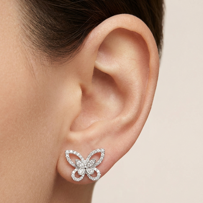 Butterfly Silhouette, Bridal Studs in Silver