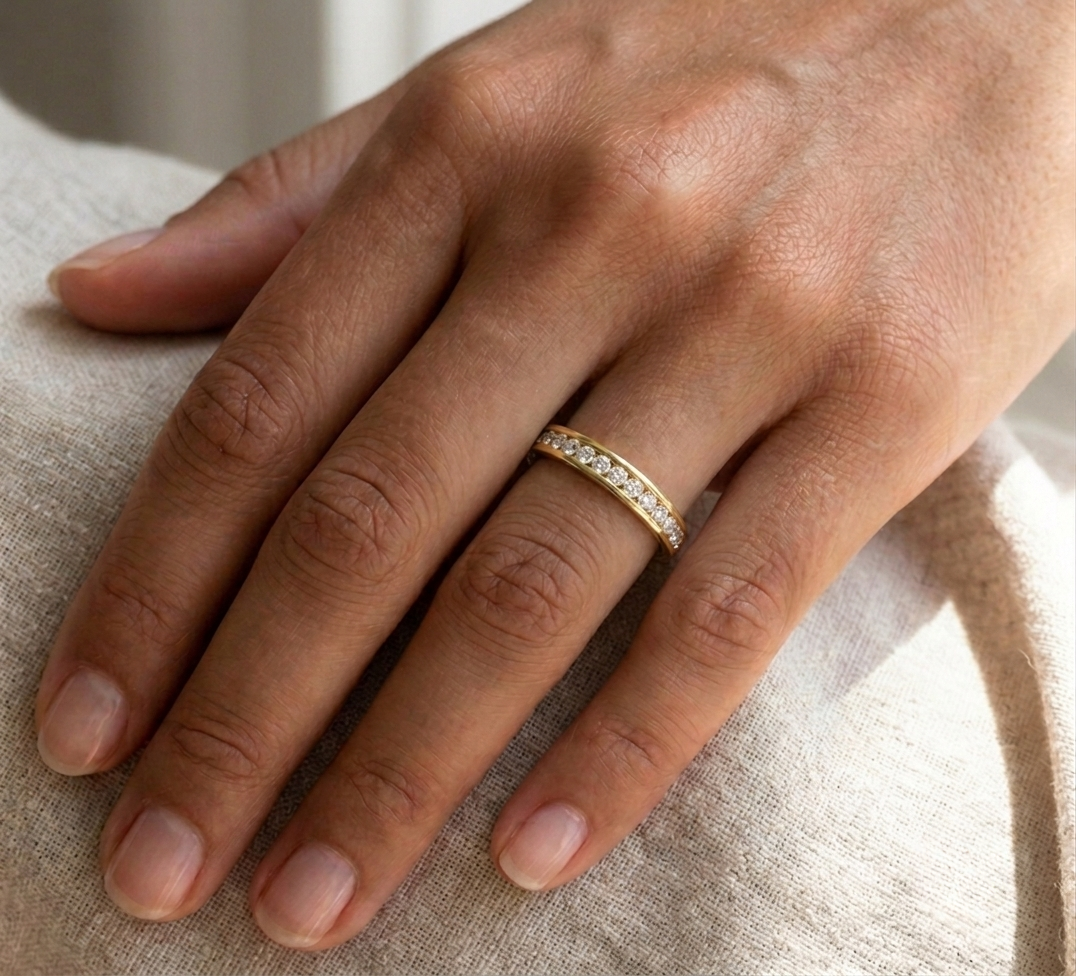 Channel Set Eternity Ring Yellow Gold
