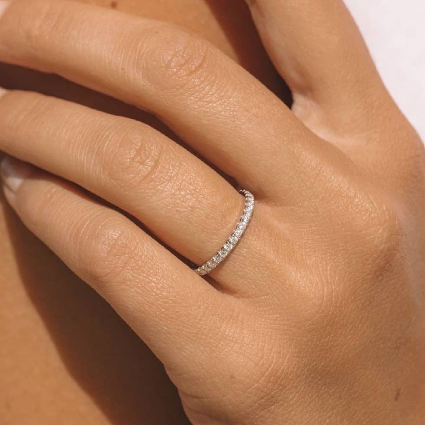 Classic Diamond Eternity Ring, Mini Sterling Silver