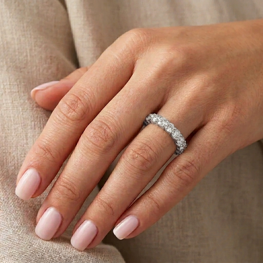 Classic Eternity Ring, Moissanite, 925 Sterling Silver
