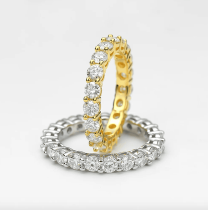 Classic Eternity Ring, Moissanite, Yellow Gold Band - MargalitRings