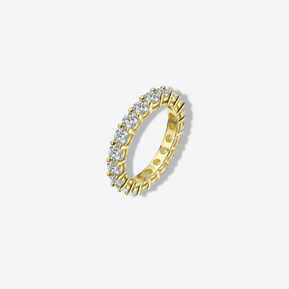 Classic Eternity Ring, Moissanite, Yellow Gold Band - MargalitRings