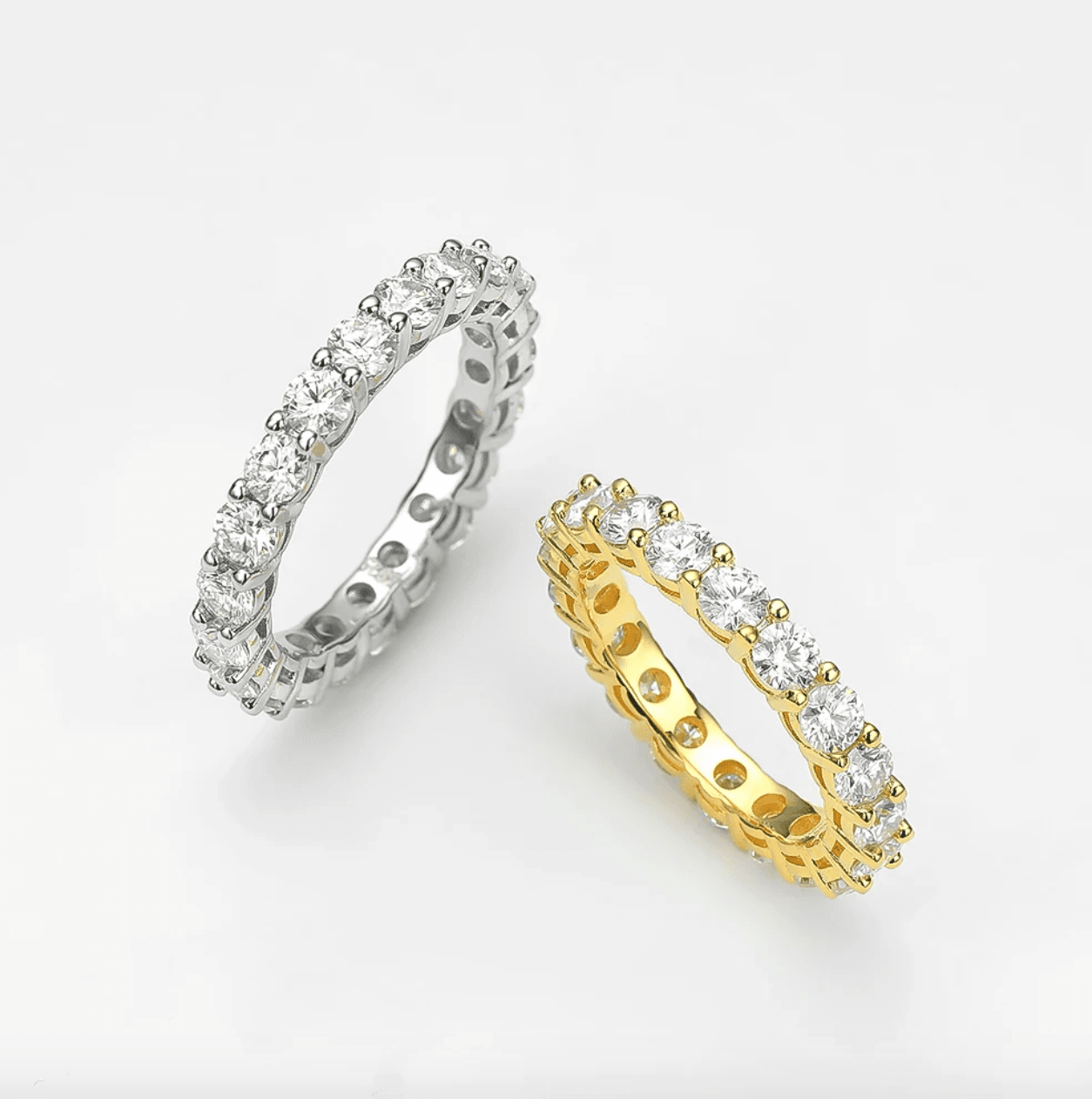 Classic Eternity Ring, Moissanite, Yellow Gold Band - MargalitRings