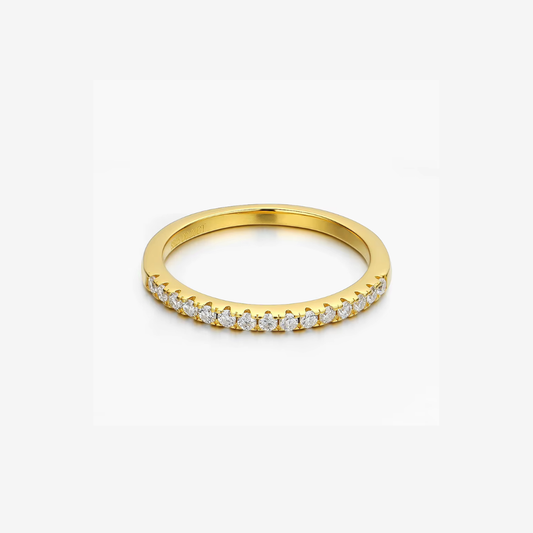 Classic Moissanite Diamond Eternity Ring, Yellow Gold Half Band