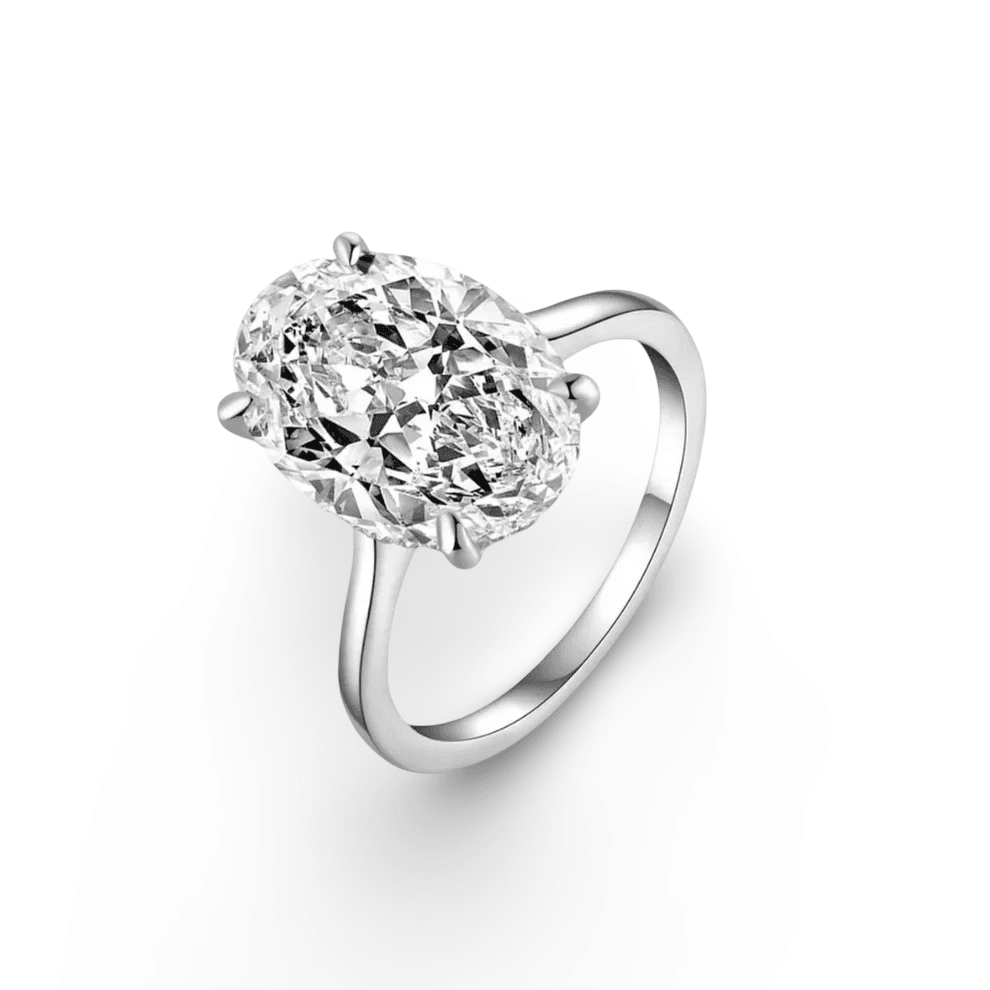 Oval Cut Engagement Ring, 6 Carats, Sterling Silver - MargalitRings