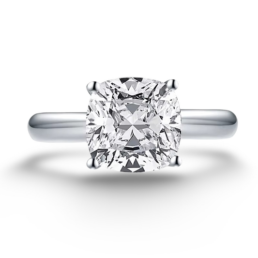 Cushion Cut Engagement Ring, 3 Carats, Sterling Silver