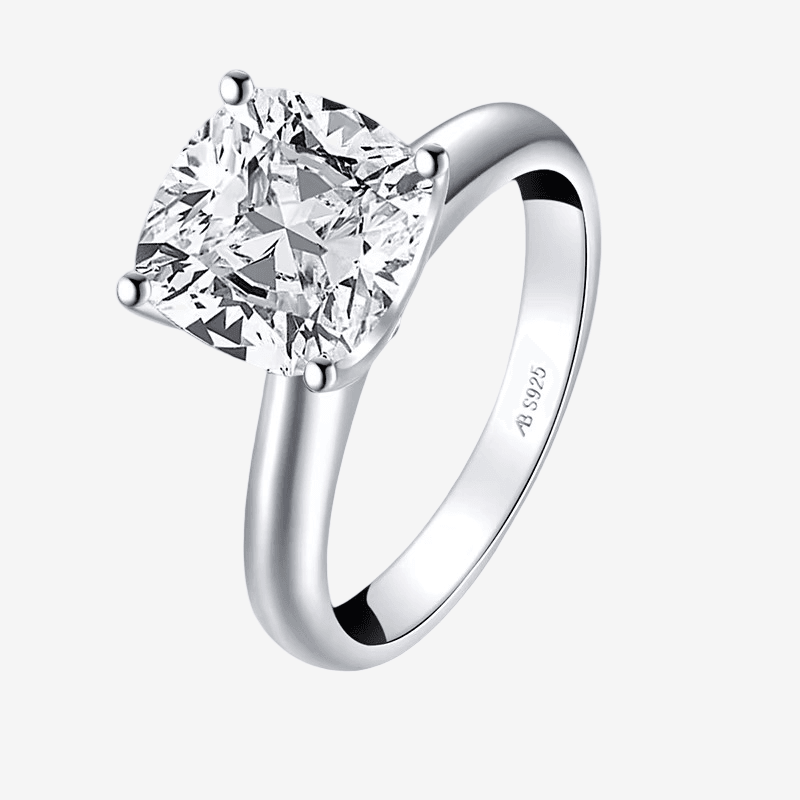 Cushion Cut Engagement Ring, 3 Carats, Sterling Silver - MargalitRings