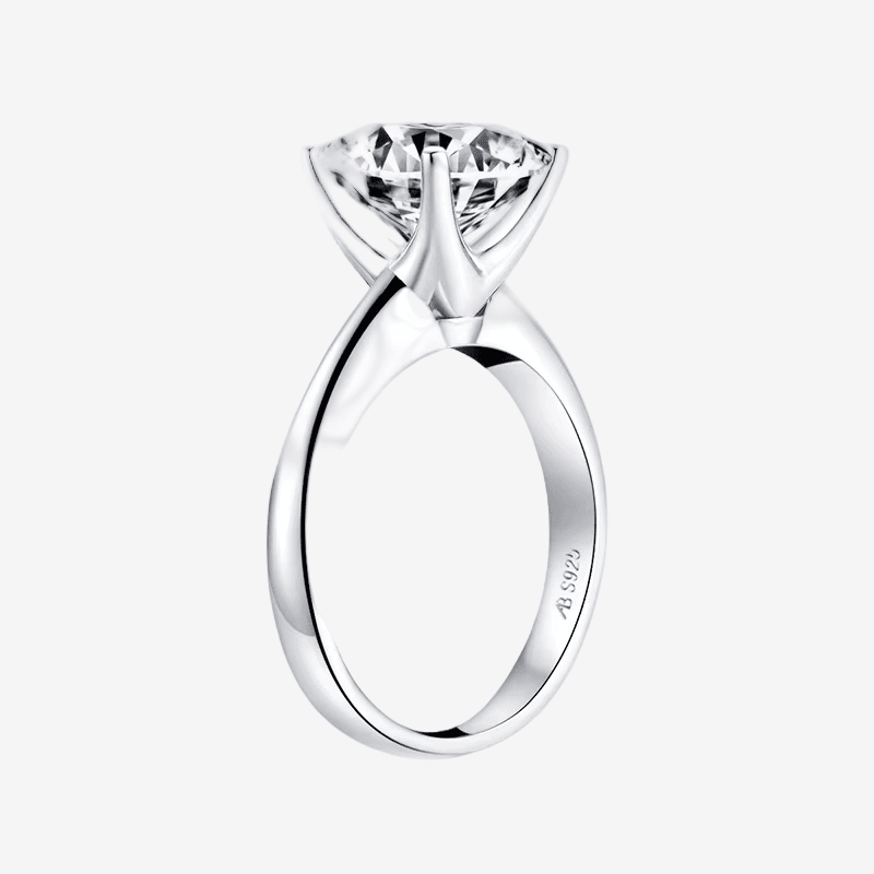 Cushion Cut Engagement Ring, 3 Carats, Sterling Silver - Margalit Rings