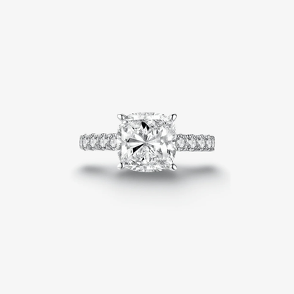 Cushion Cut Engagement Ring, 5 Carats, Halo, Silver