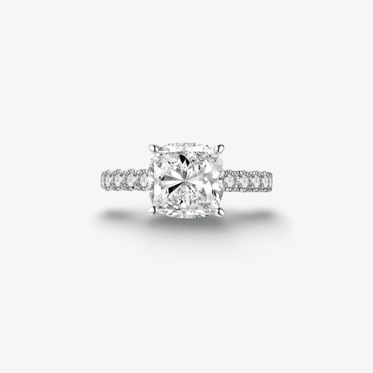 Cushion Cut Engagement Ring, 5 Carats, Halo, Silver