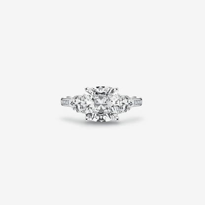 Cushion Cut Engagement Ring, 5 Carats, Demi Channel Set - MargalitRings