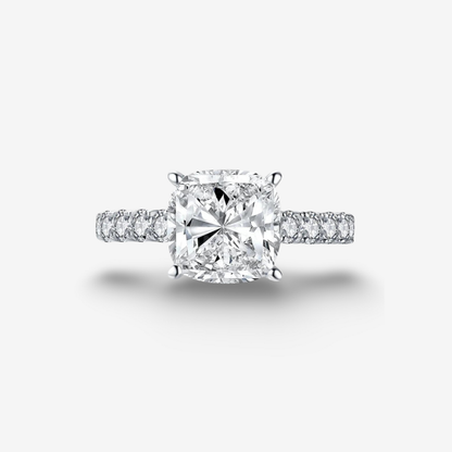 Cushion Cut Engagement Ring, 5 Carats, Halo, Silver by Margalit Rings 