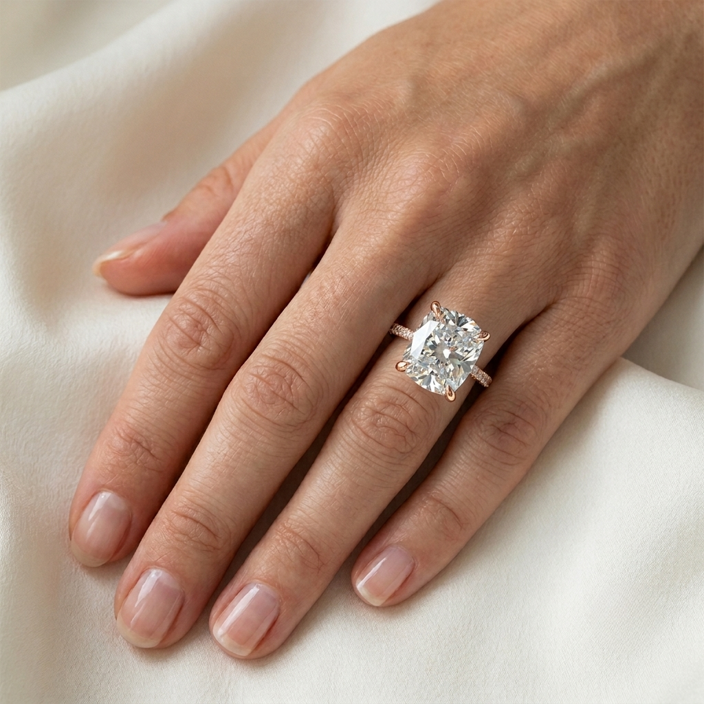 Cushion Cut Engagement Ring 6 Carat Rose gold