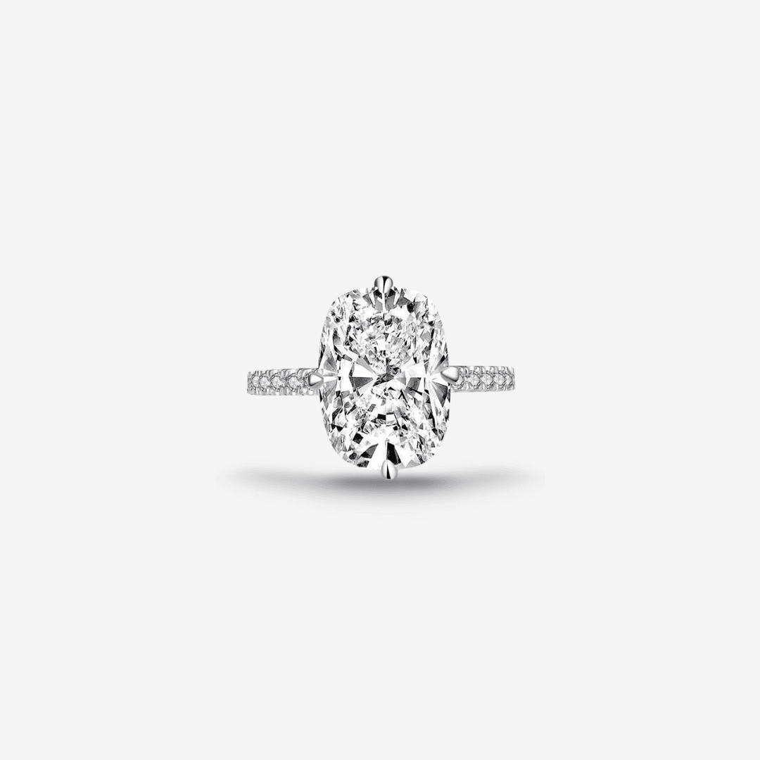 Cushion Cut Engagement Ring, 6 Carats, Halo, Silver - MargalitRings