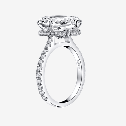 Cushion Cut Engagement Ring, 6 Carats, Halo, Silver - MargalitRings