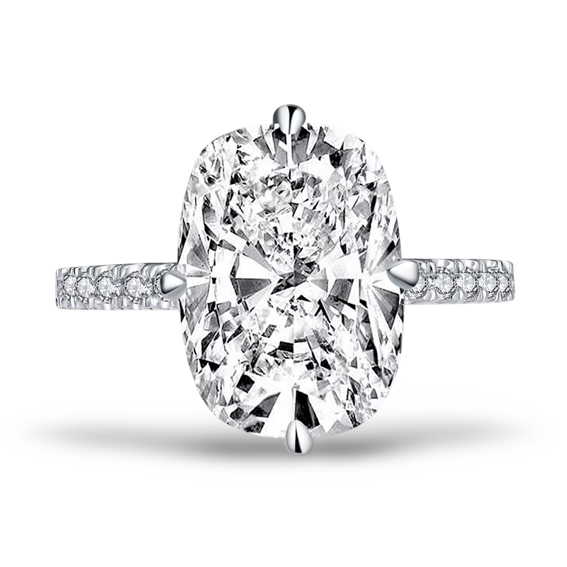 Cushion Cut Engagement Ring, 6 Carats, Halo, Sterling Silver