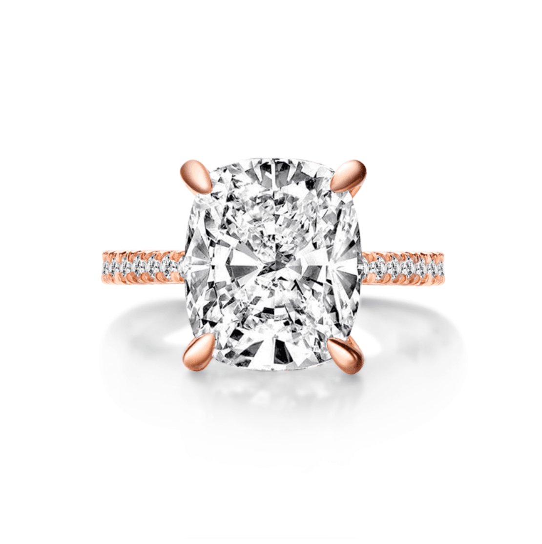 Cushion Cut Engagement Ring, 6 Carats, Rose Gold - MargalitRings
