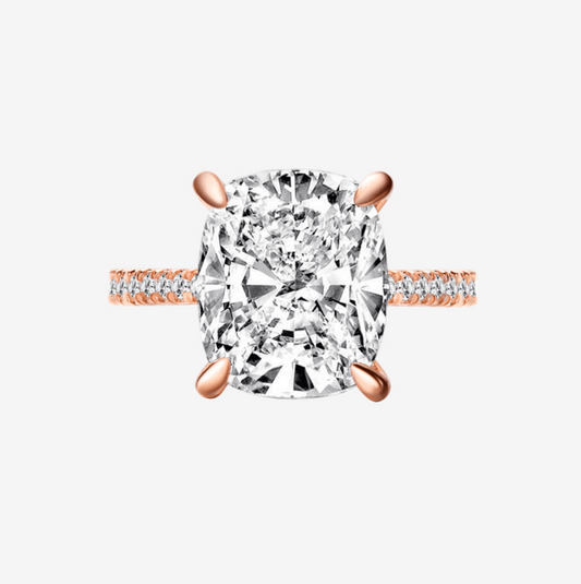 Cushion Cut Engagement Ring, 6 Carats, Rose Gold - MargalitRings