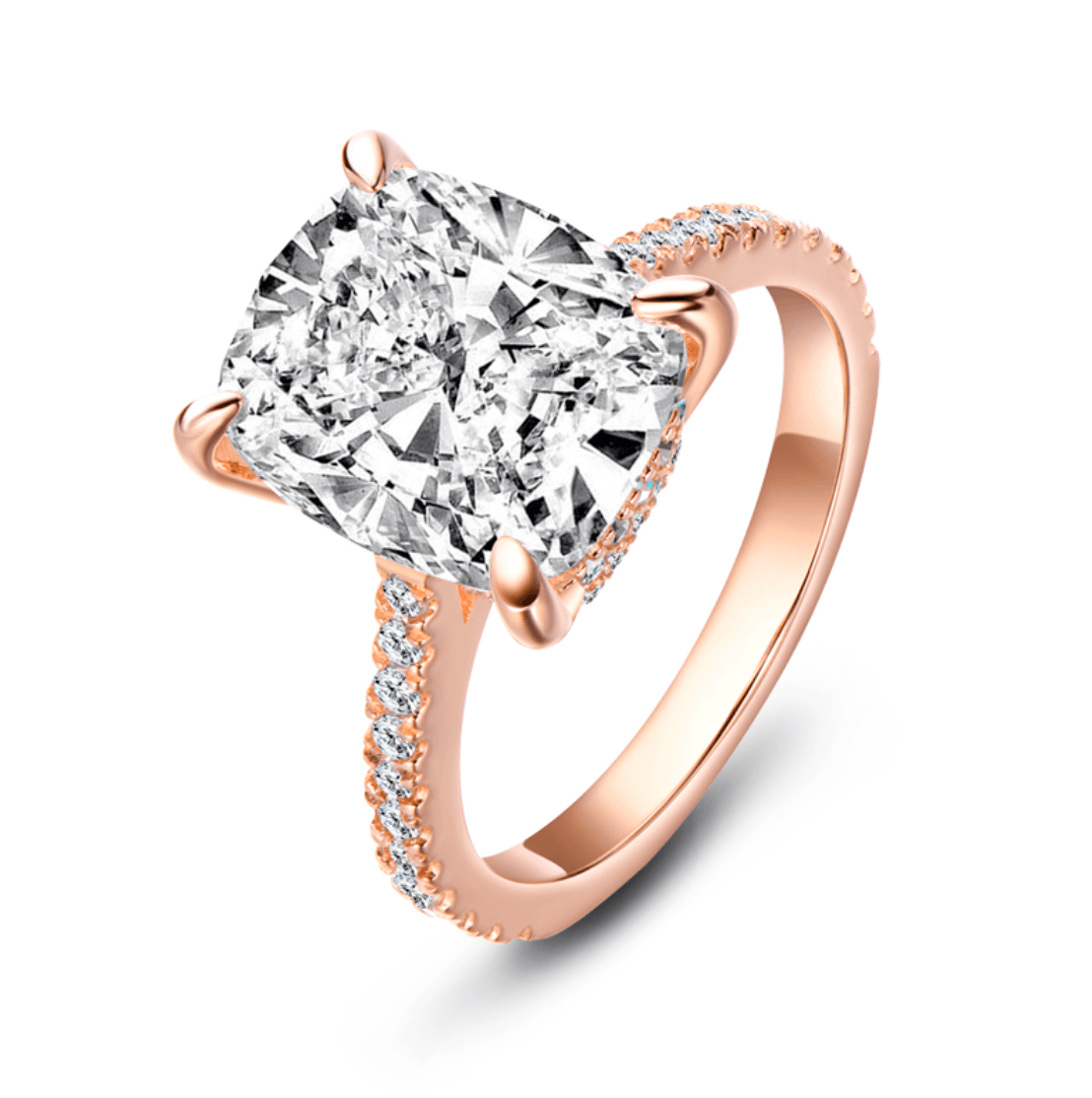 Cushion Cut Engagement Ring, 6 Carats, Rose Gold - MargalitRings
