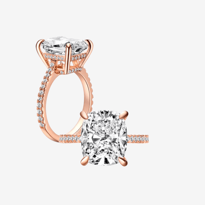 Cushion Cut Engagement Ring, 6 Carats, Rose Gold - Margalit Rings
