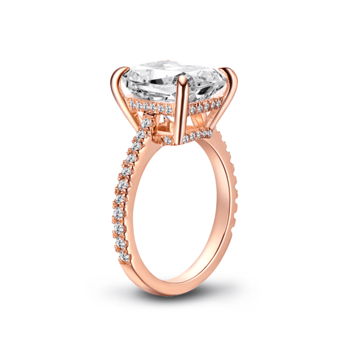 Cushion Cut Engagement Ring, 6 Carats, Rose Gold - Margalit Rings