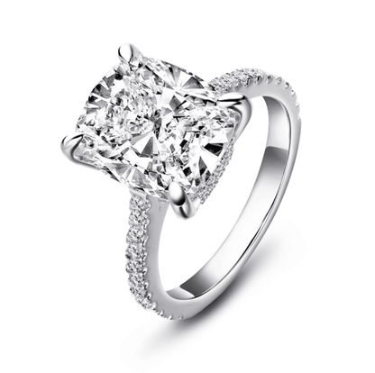 Cushion Cut Engagement Ring, 6 Carats, Sterling Silver - MargalitRings