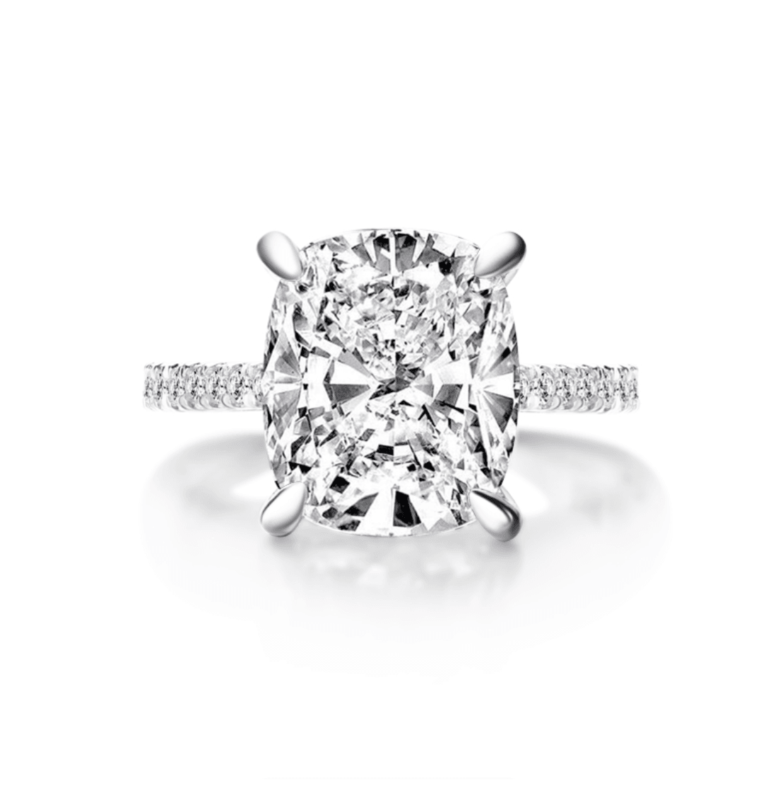 Cushion Cut Engagement Ring, 6 Carats, Sterling Silver - MargalitRings