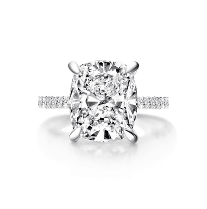 Cushion Cut Engagement Ring, 6 Carats, Sterling Silver - MargalitRings