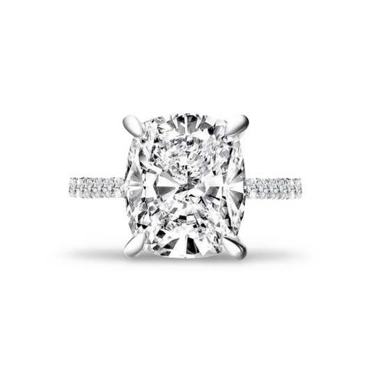 Cushion Cut Engagement Ring, 6 Carats, Sterling Silver