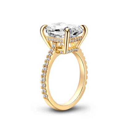 Cushion Cut Engagement Ring, 6 Carats, Yellow Gold - Margalit Rings Side