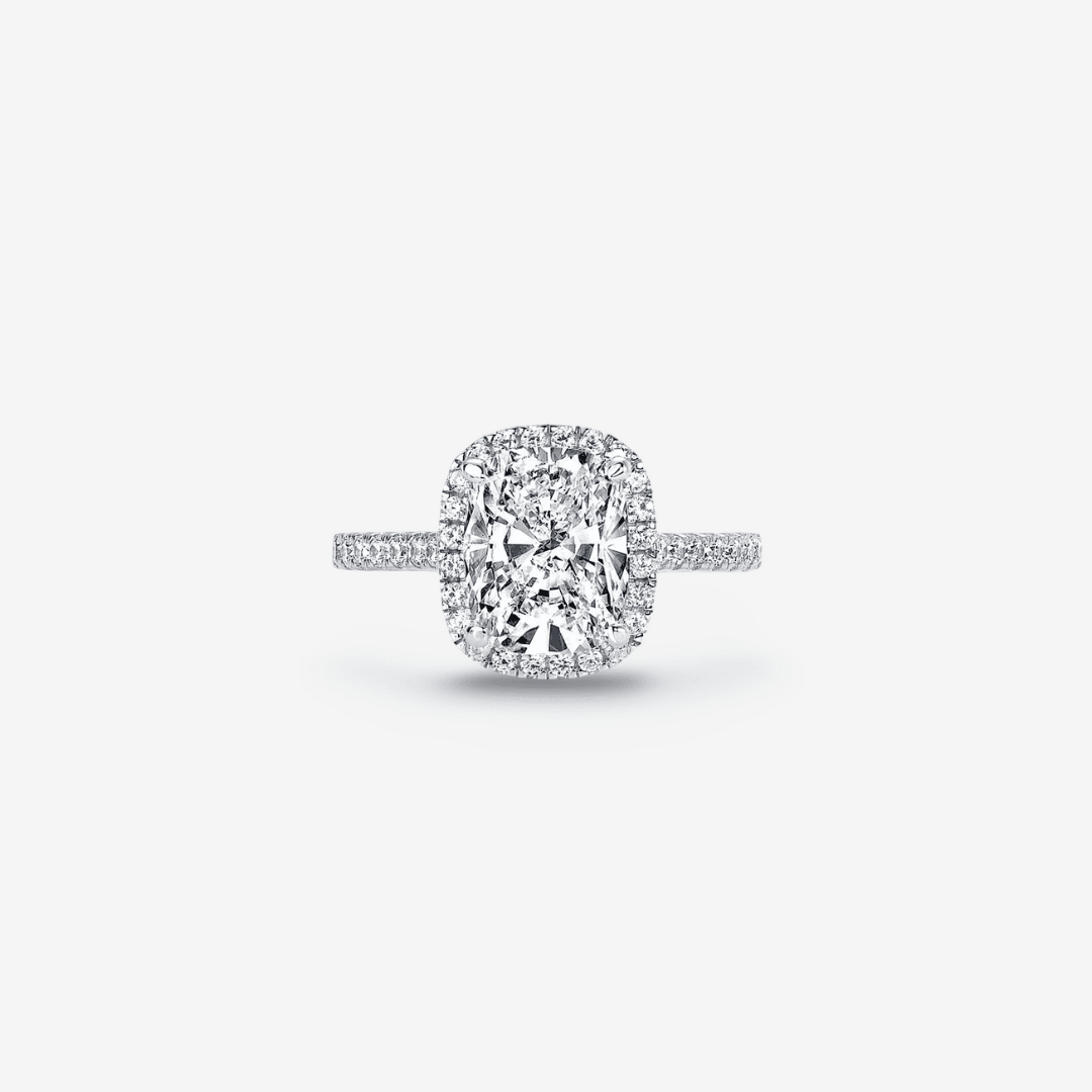 Cushion Cut Halo Engagement Ring, 4 Carats - MargalitRings