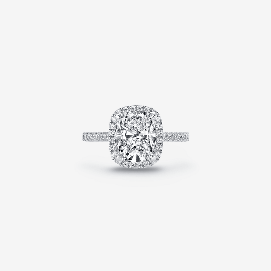 Cushion Cut Halo Engagement Ring, 4 Carats - MargalitRings