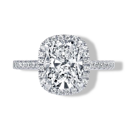Cushion Cut Halo Engagement Ring, 4 Carats