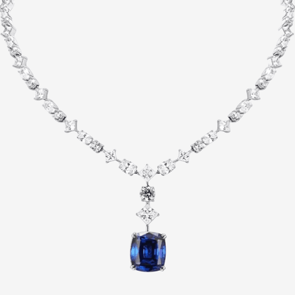 Cushion Cut Blue Sapphire Pendant - MargalitRings