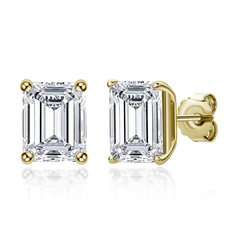 Our timeless, Emerald Cut, Yellow Gold studs are an elegant option for bridal jewellery or a special anniversary gift!&nbsp;