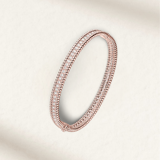 Diamond 1 Row Bangle, Rose Gold

