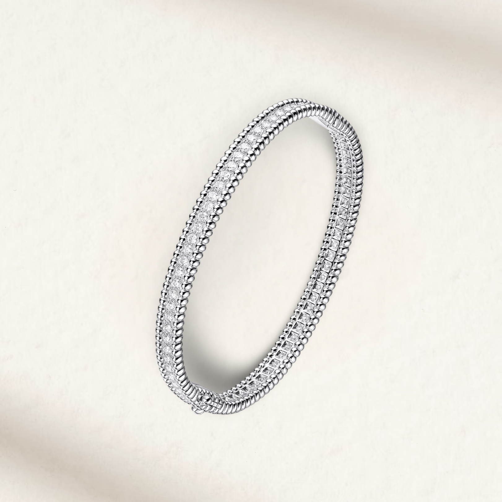 Diamond 1 Row Bangle, Sterling Silver
