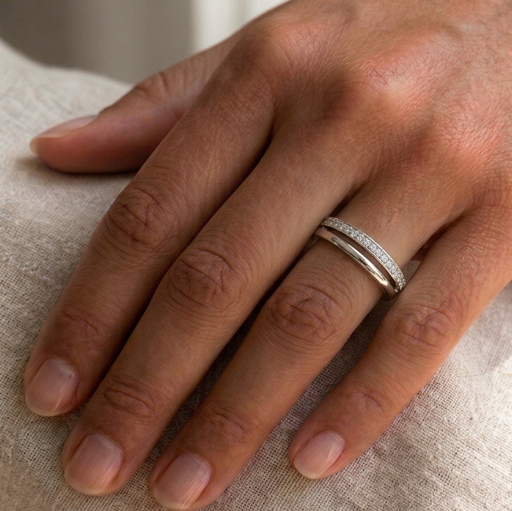 Double Band Eternity Ring, Silver
