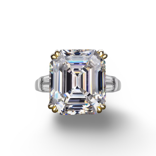 Elizabeth Taylor, 10 Carat, Asscher Cut Engagement Ring, White Brilliant, Sterling Silver