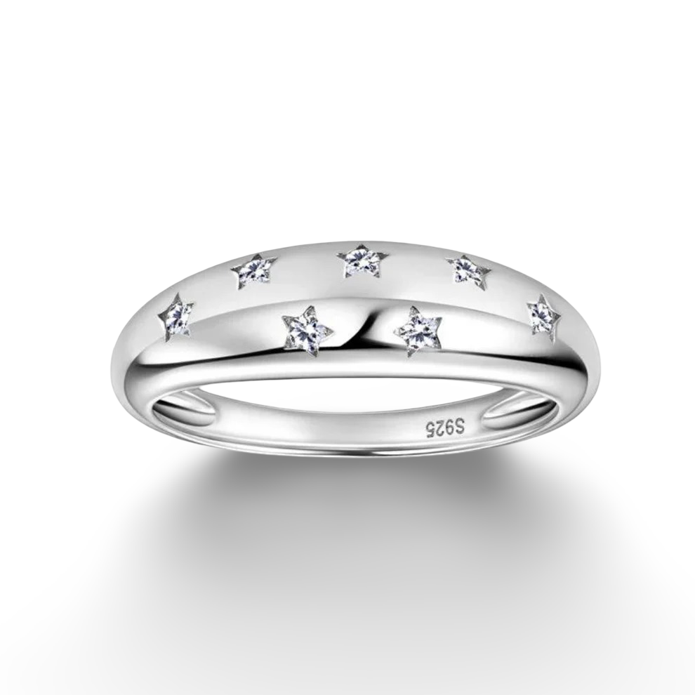 Embrace celestial charm with our Scattered Star Inlay Ring, expertly crafted in 925 sterling silver. This elegant design features a constellation of inlaid star motifs.