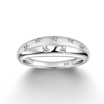 Embrace celestial charm with our Scattered Star Inlay Ring, expertly crafted in 925 sterling silver. This elegant design features a constellation of inlaid star motifs.