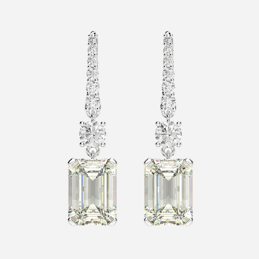 Emerald Cut, Chandelier Wedding Earrings, lab made, wedding earrings