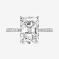 Emerald Cut Engagement Ring, 5 Carats radiant cut, pave band