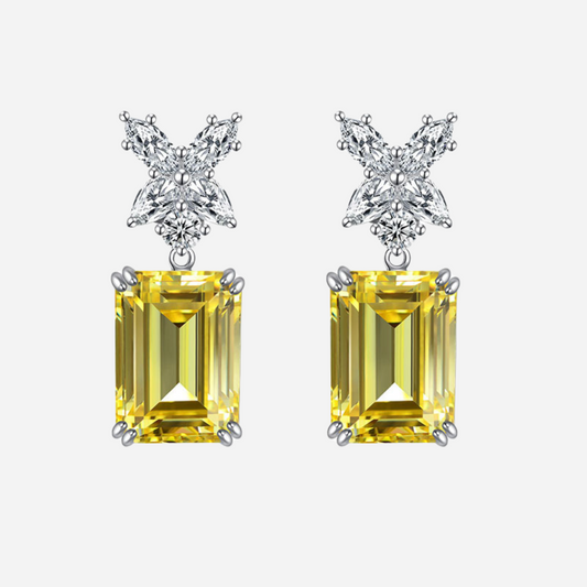 Emerald Cut, Fancy Yellow, Wedding Earrings by Margalit Rings