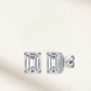 Emerald Cut Lab Made Stud Earrings in Sterling Silver