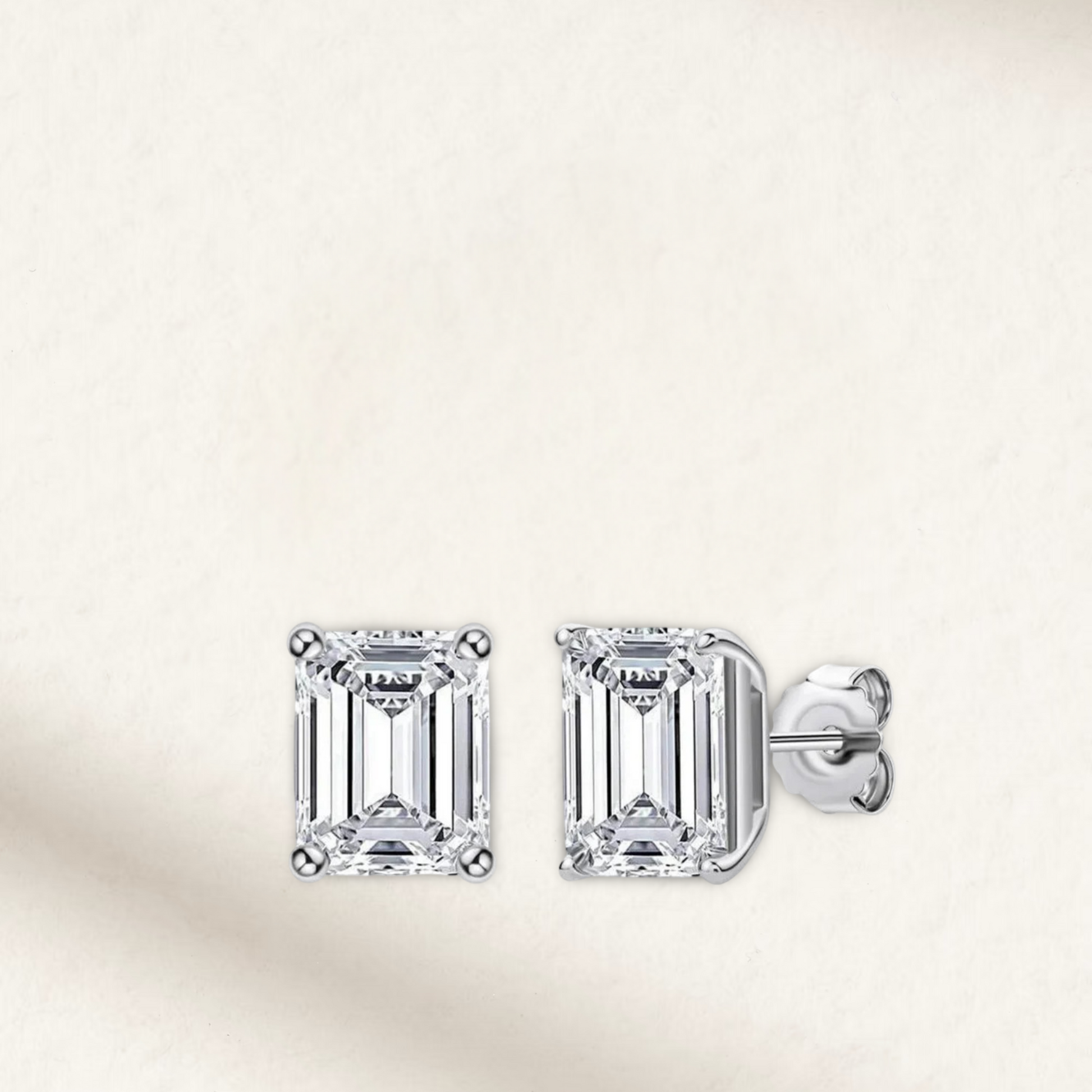 Emerald Cut Lab Made Stud Earrings in Sterling Silver