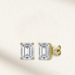 Emerald Cut Lab Made Stud Earrings in Yellow Gold 