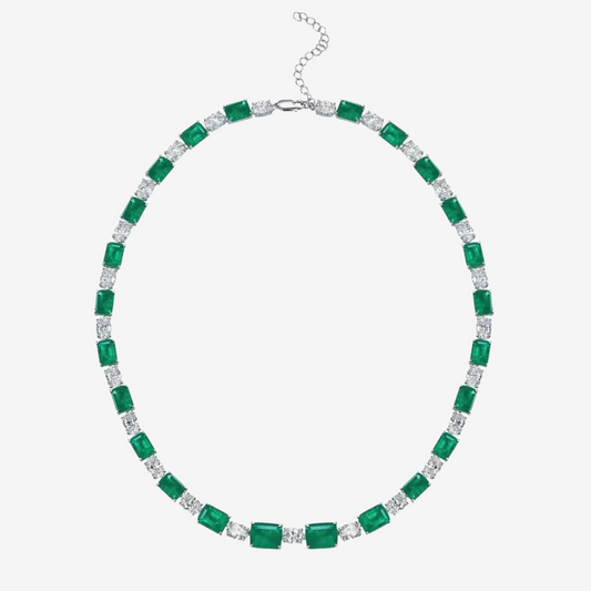 Emerald Green & Diamond Riviere Wedding Necklace, Bridal jewellery
