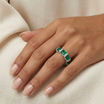 Emerald green Eternity ring