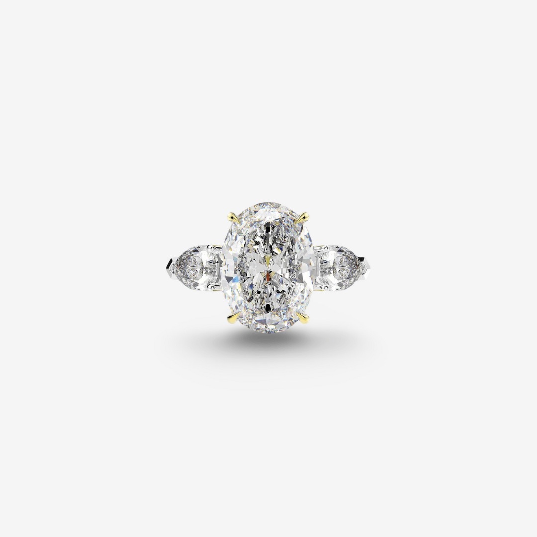 Frida Engagement Ring, Oval Cut Sterling Silver, 4 Carats - MargalitRings